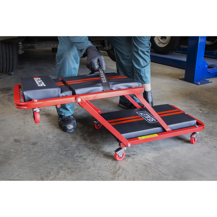 Steel Creeper/Seat with 7 Wheels & Adjustable Head Rest | SCR79