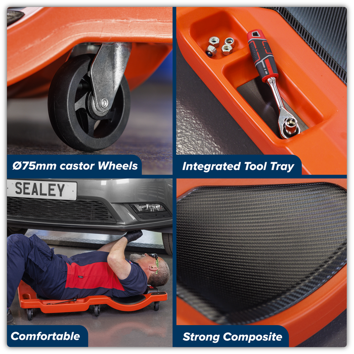 Composite Padded Creeper with 6 Wheels | SCR80HD