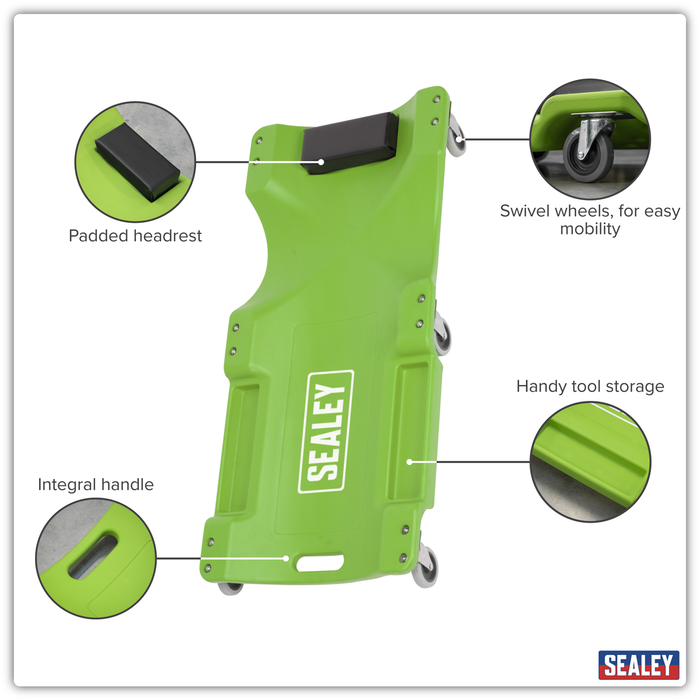 Composite Creeper with 6 Wheels - Hi-Vis Green | SCR80HV