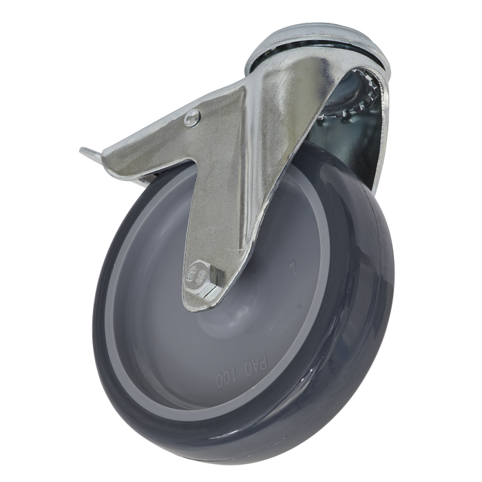 100mm Castor Wheel with Swivel Bolt Hole & Total Lock | SCW2100SBL