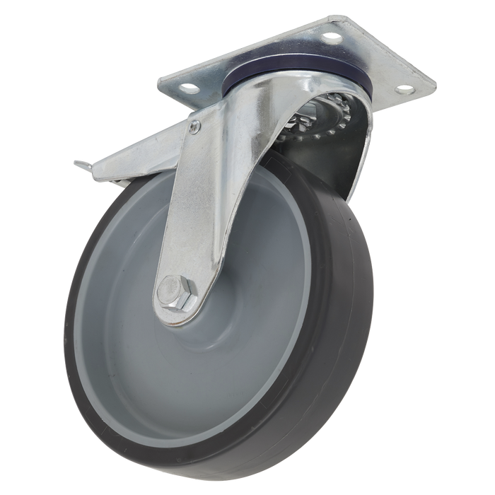 100mm Castor Wheel with Swivel Plate & Total Lock | SCW2100SPLEM