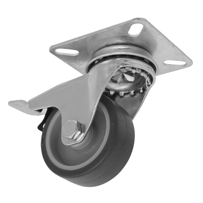50mm Castor Wheel with Swivel Plate & Total Lock | SCW250SPLEM