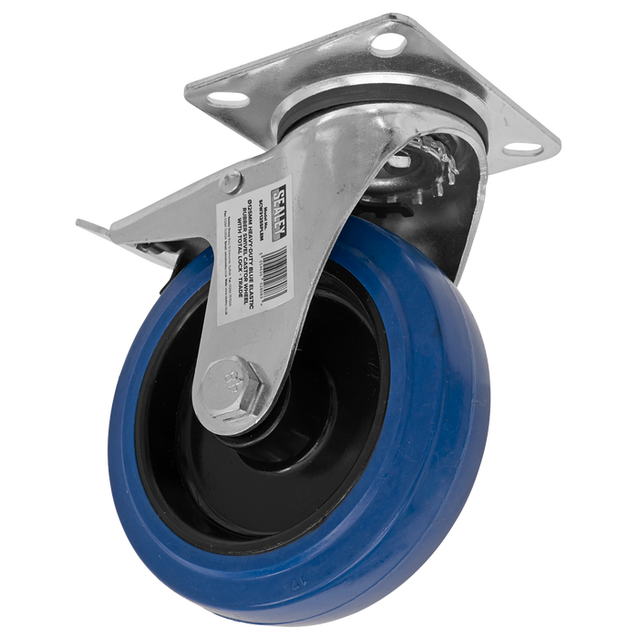 125mm Castor Wheel with Swivel Plate & Total Lock | SCW3125SPLEM