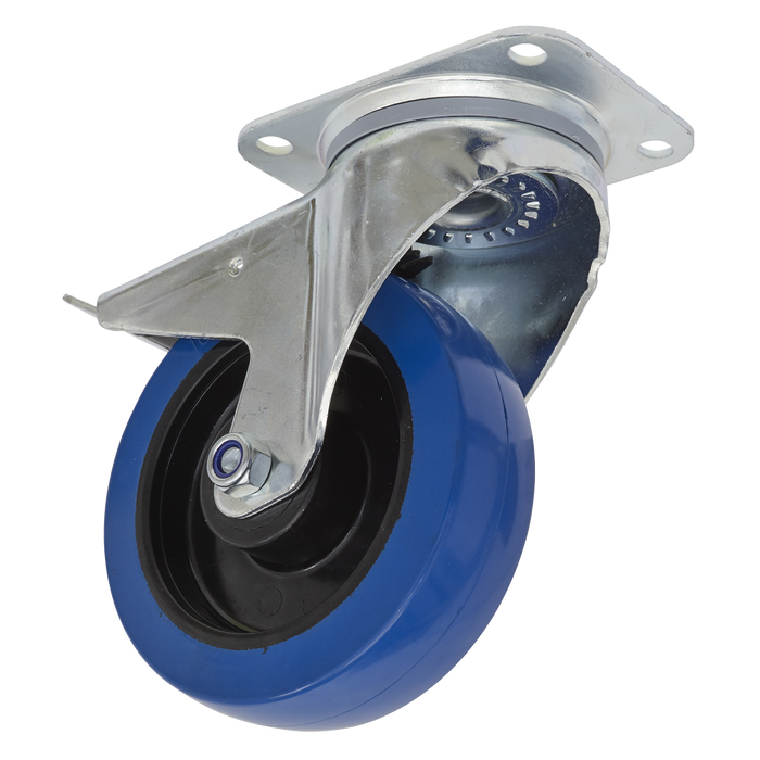 160mm Castor Wheel with Swivel Plate & Total Lock | SCW3160SPL