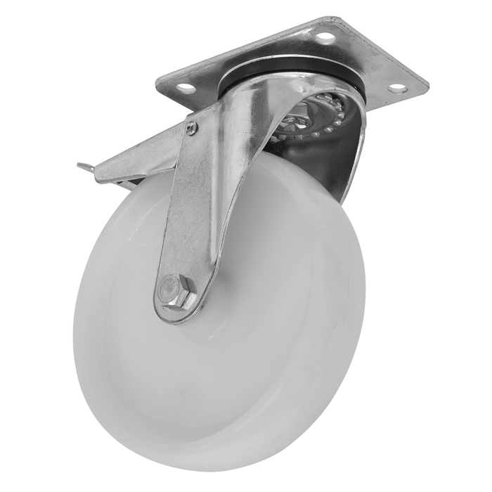 125mm Castor Wheel with Swivel Plate & Total Lock | SCW4125SPLEM