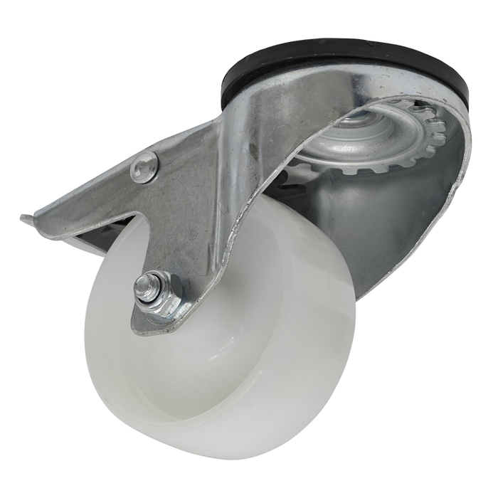 80mm Castor Wheel with Swivel Bolt Hole & Total Lock | SCW480SBL