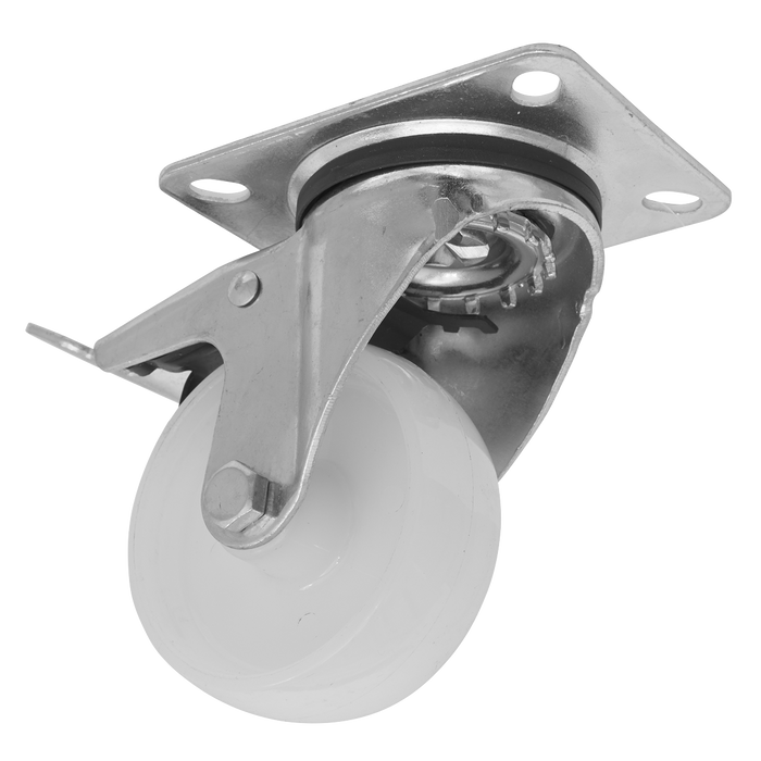80mm Castor Wheel with Swivel Plate & Total Lock | SCW480SPLEM