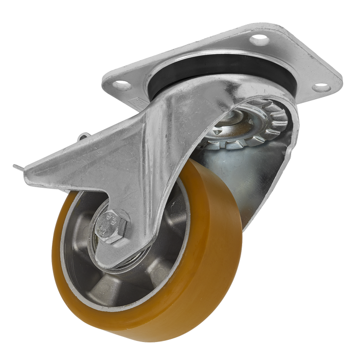 125mm Castor Wheel with Swivel Plate & Total Lock | SCW5125SPL