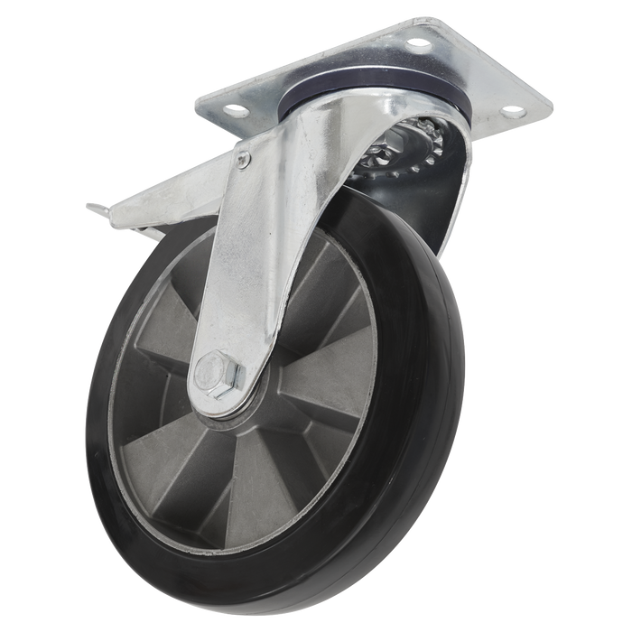 152mm Castor Wheel with Swivel Plate & Total Lock | SCW5152SPLEM