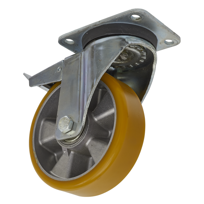 160mm Castor Wheel with Swivel Plate & Total Lock | SCW5160SPL