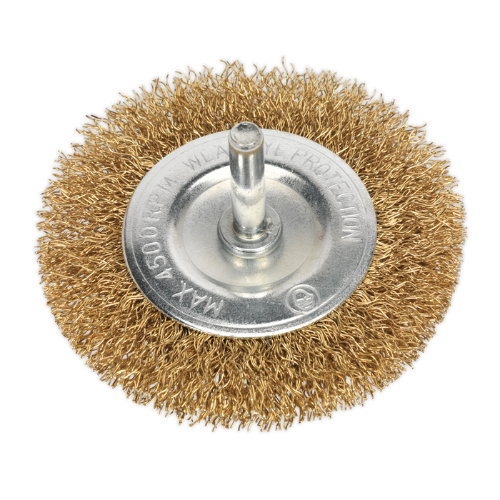75mm Crimped Flat Wire Brush with 6mm Shaft | SFB75
