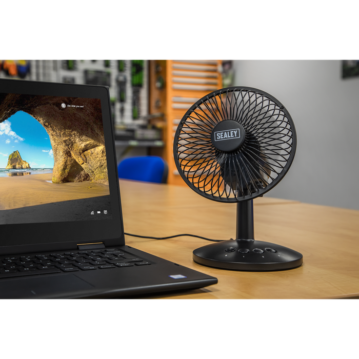 6" Oscillating USB Desk Fan 3-Speed | SFF6USB