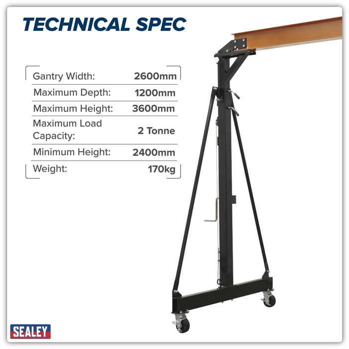 Portable Lifting Adjustable Gantry Frame 2 Tonne | SG2000W