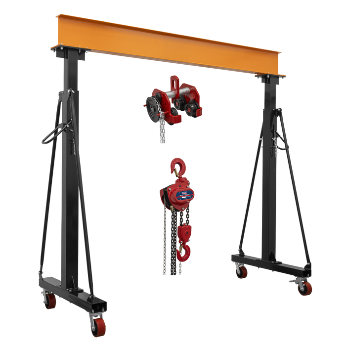 Portable Adjustable Gantry Frame with Geared Trolley & Hoist Combo 3 Tonne | SG3000KITG