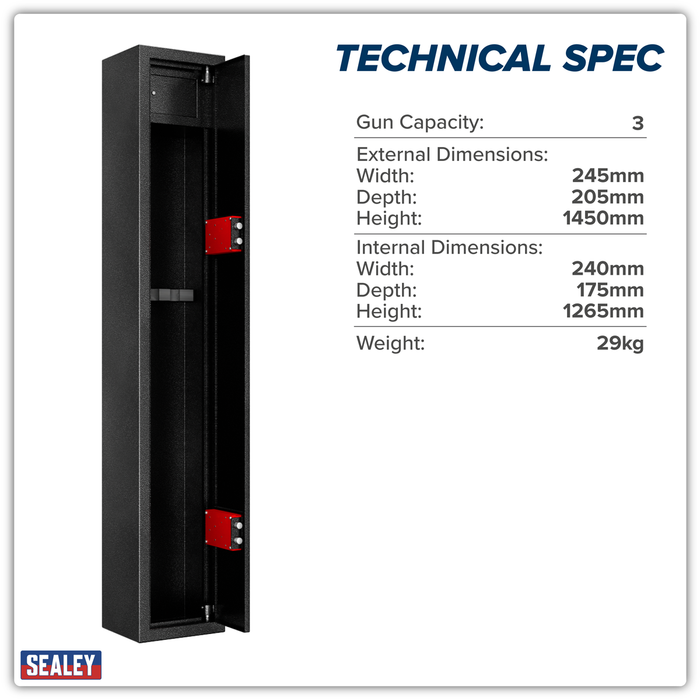 3 Gun Cabinet with Ammo Safe | SGS3AB