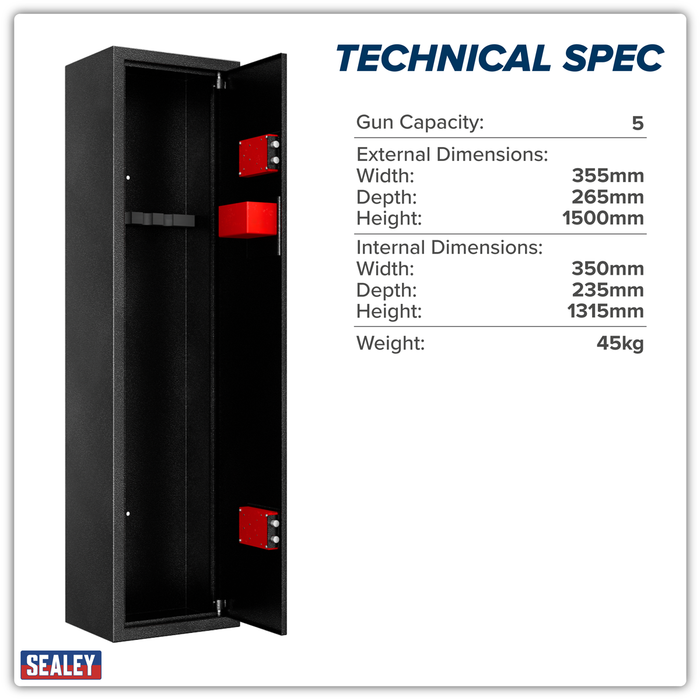 5 Gun Cabinet with Ammo Safe | SGS5AB