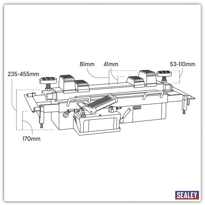 Jacking Beam 2 Tonne with Arm Extenders & Flat Roller Supports | SJBEX200