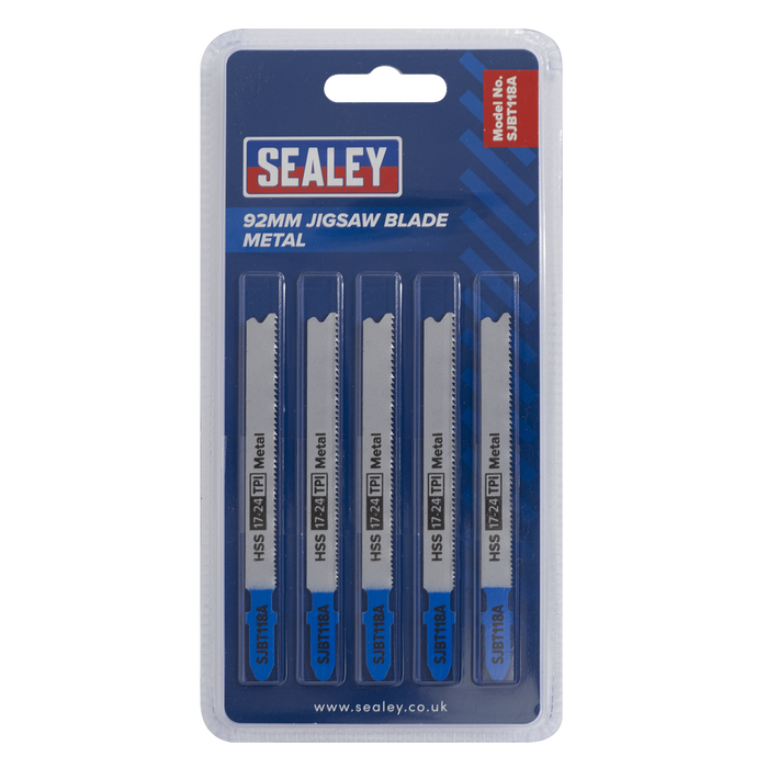 Jigsaw Blade for Metal 92mm 17-24tpi - Pack of 5 | SJBT118A