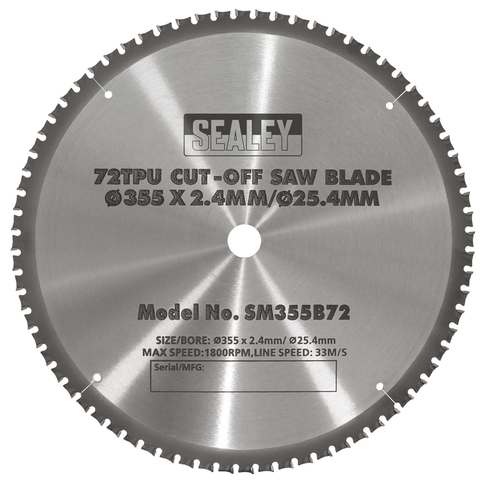 72tpu Cut-Off Saw Blade Ø355 x 2.4mm/Ø25.4mm | SM355B72