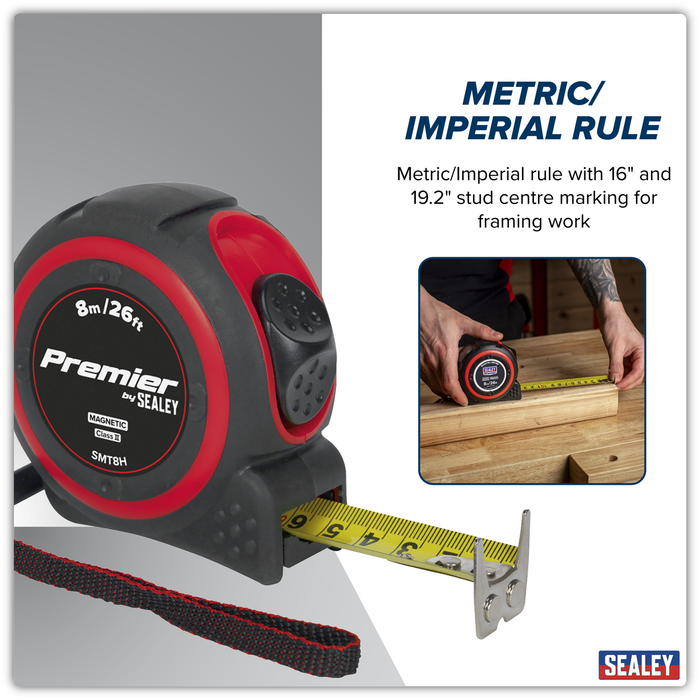 Premier Heavy-Duty Tape Measure 8m(26ft) | SMT8H
