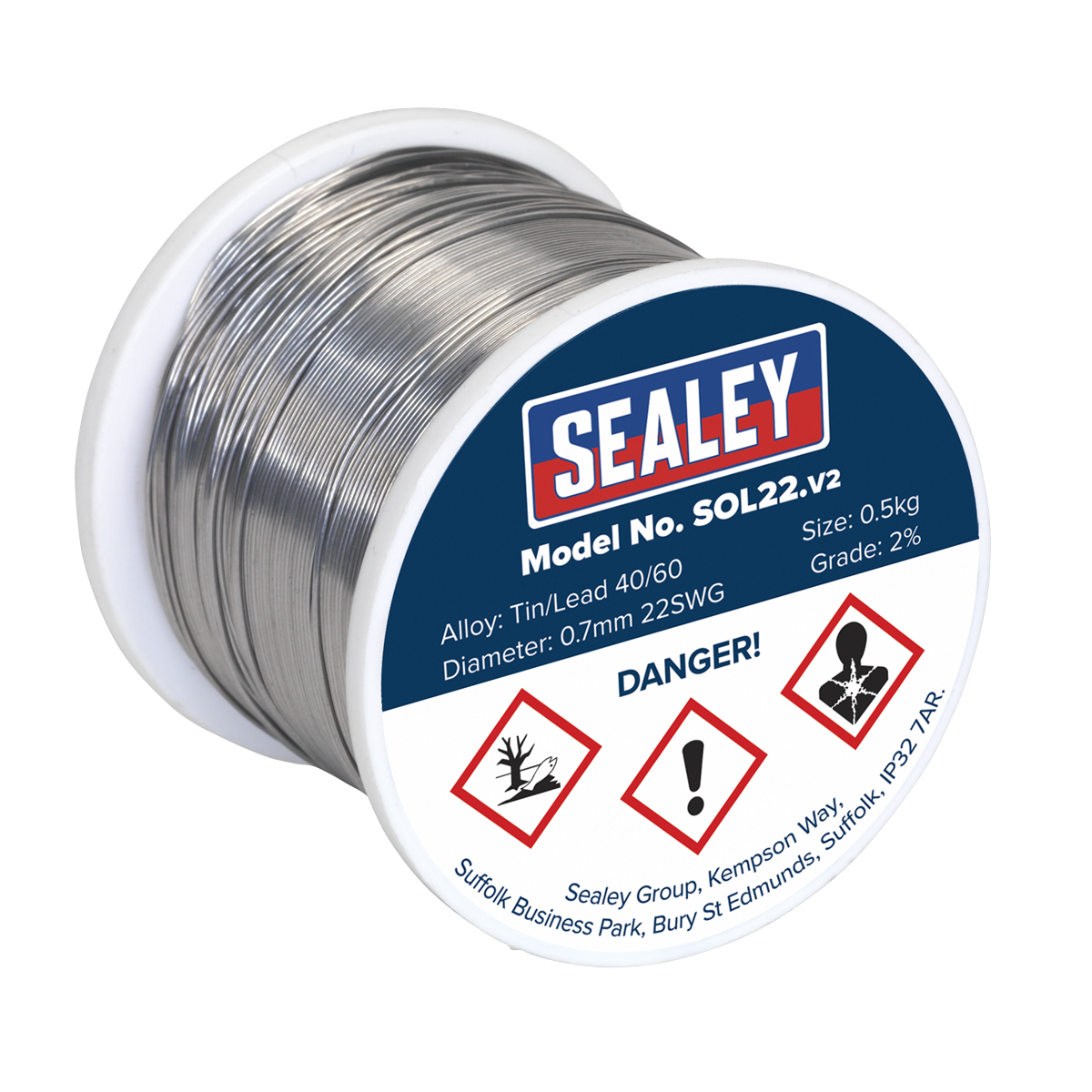 Quick Flow Solder Wire 2% 0.7mm/22SWG 0.5kg Reel | SOL22 — SBT Ltd.