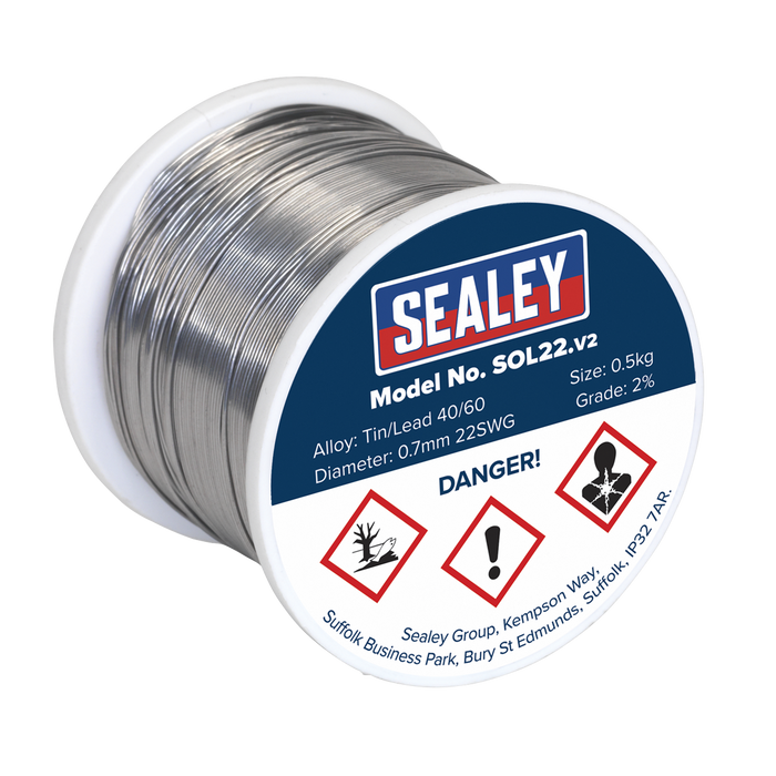 Quick Flow Solder Wire 2% 0.7mm/22SWG 0.5kg Reel | SOL22