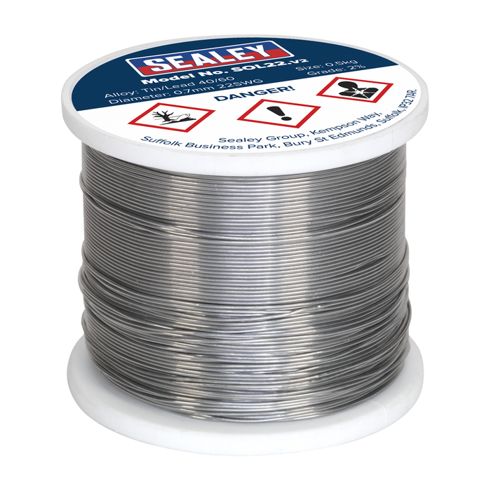 Quick Flow Solder Wire 2% 0.7mm/22SWG 0.5kg Reel | SOL22