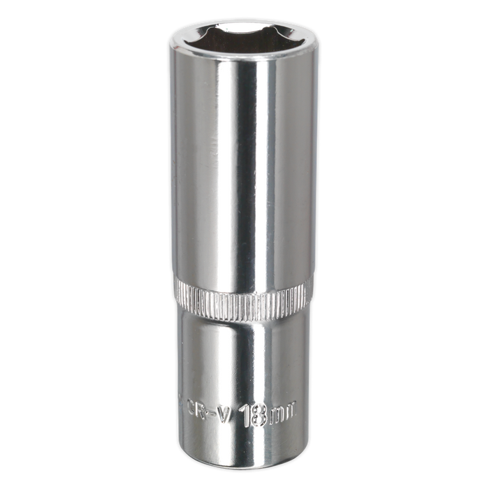 Premier Fully Polished Deep Socket 1/2"Sq Drive 18mm | SP1218D