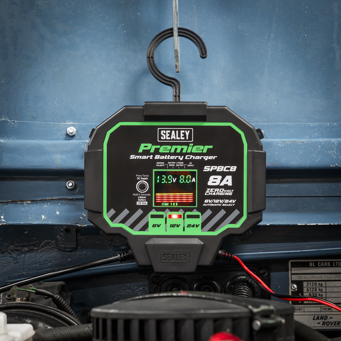 Premier Fully Automatic Battery Charger & Maintainer 8A | SPBC8