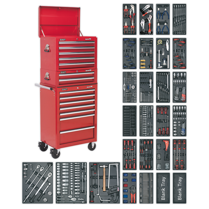 Superline PRO® Tool Chest Combination 14 Drawer with 1179pc Tool Kit - Red | SPTCOMBO1