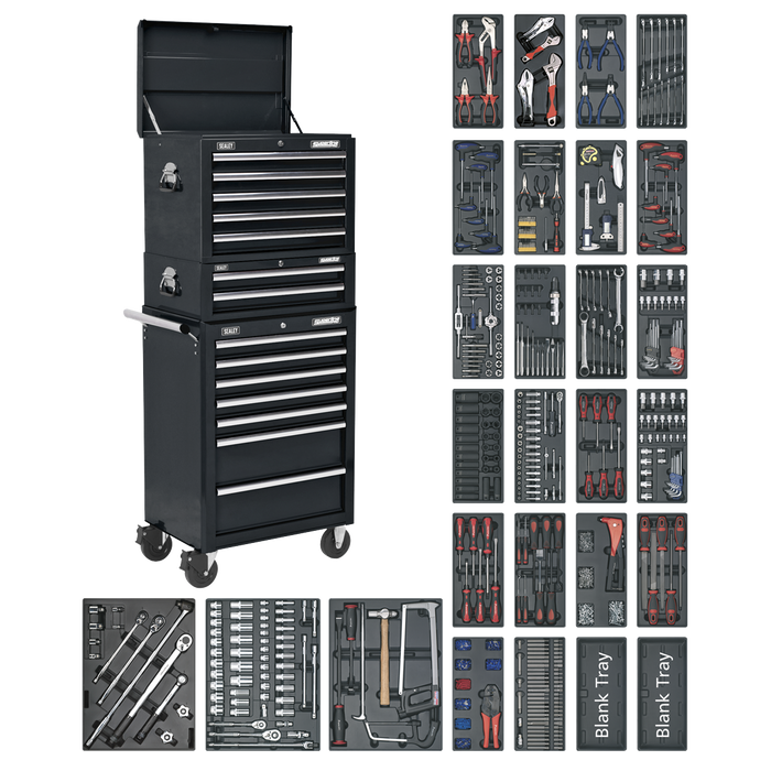Superline PRO® Tool Chest Combination 14 Drawer with 1179pc Tool Kit - Black | SPTCOMBO2