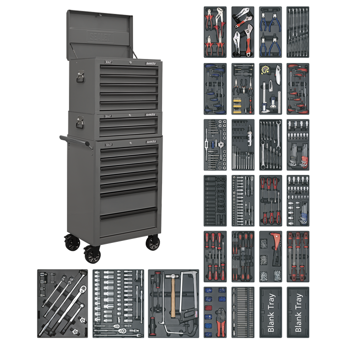 Superline PRO® Tool Chest Combination 14 Drawer with 1179pc Tool Kit - Grey | SPTGRCOMBO1