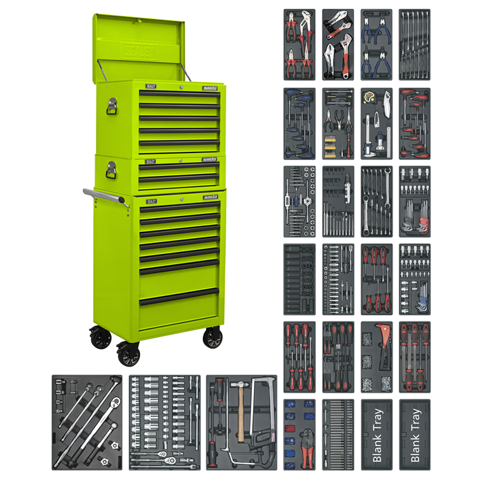 Superline PRO® Tool Chest Combination 14 Drawer with 1179pc Tool Kit - Green | SPTHVCOMBO1