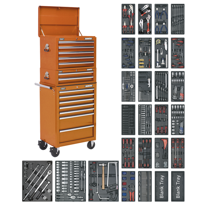 Superline PRO® Tool Chest Combination 14 Drawer with 1179pc Tool Kit - Orange | SPTOCOMBO1