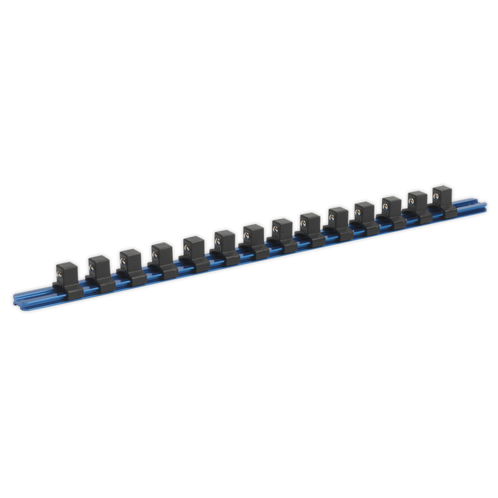 Premier Aluminium Socket Retaining Rail with 14 Clips 1/2"Sq Drive | SR1214