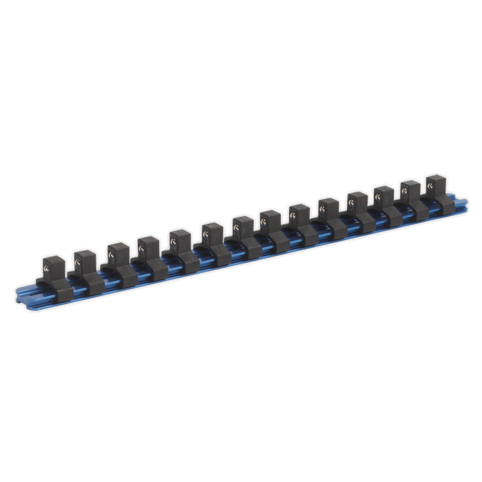 Premier Aluminium Socket Retaining Rail with 14 Clips 3/8"Sq Drive | SR3814