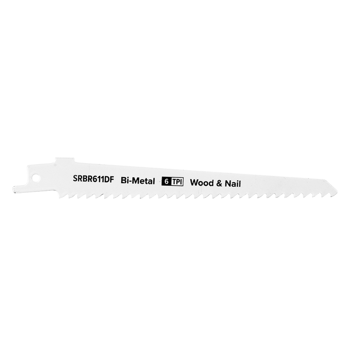 Reciprocating Saw Blade for Wood & Nail 150mm 6tpi - Pack of 5 | SRBR611DF