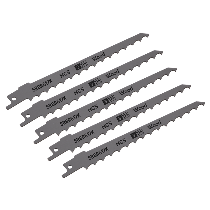 Reciprocating Saw Blade for Pruning & Coarse Wood 150mm 3tpi - Pack of 5 | SRBR617K