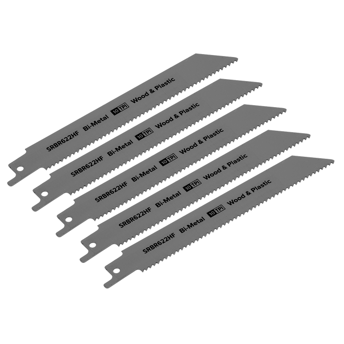 Reciprocating Saw Blade for Wood & Plastics 150mm 10tpi - Pack of 5 | SRBR622HF