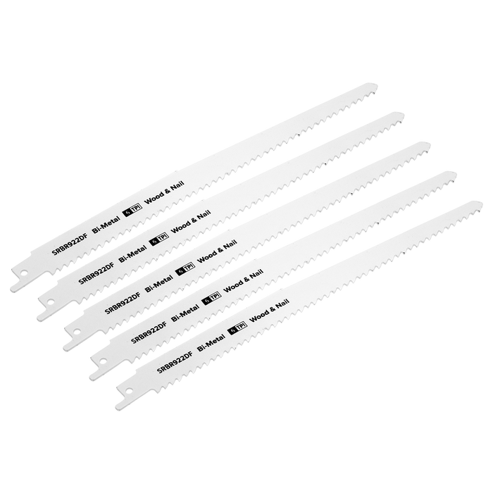 Reciprocating Saw Blade for Wood & Nails 230mm 6tpi - Pack of 5 | SRBR922DF
