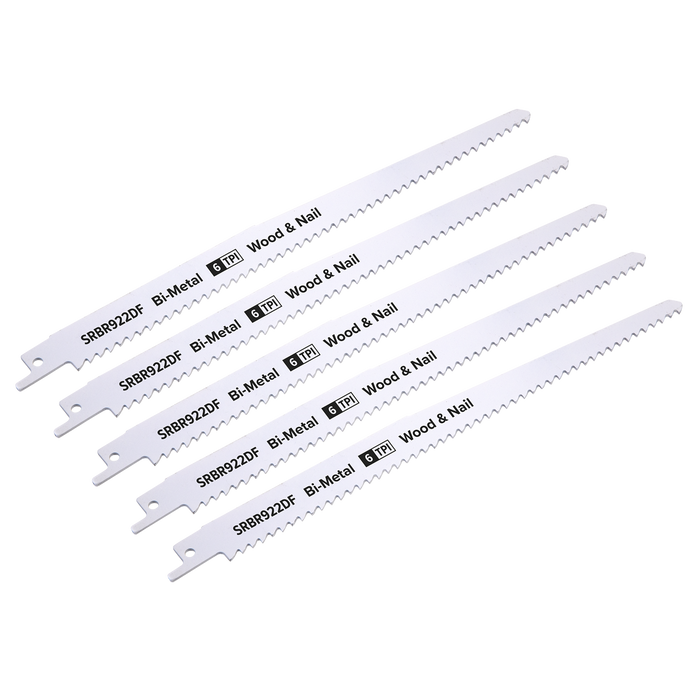 Reciprocating Saw Blade for Wood & Nails 230mm 6tpi - Pack of 5 | SRBR922DF