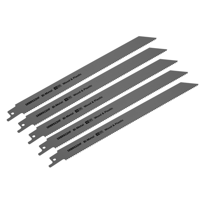 Reciprocating Saw Blade for Wood & Plastics 230mm 10tpi - Pack of 5 | SRBR922HF