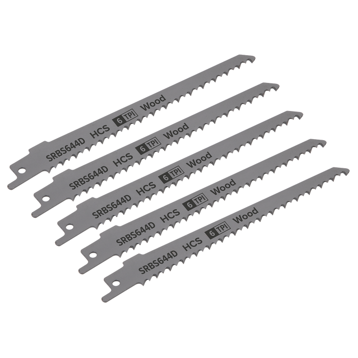 Reciprocating Saw Blade for Clean Wood 150mm 6tpi - Pack of 5 | SRBS644D