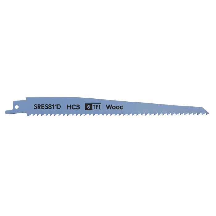 Reciprocating Saw Blade for Clean Wood 200mm 6tpi - Pack of 5 | SRBS811D