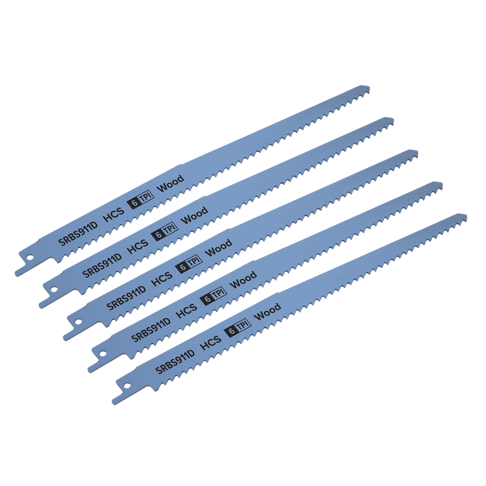 Reciprocating Saw Blade for Clean Wood 230mm 6tpi - Pack of 5 | SRBS911D