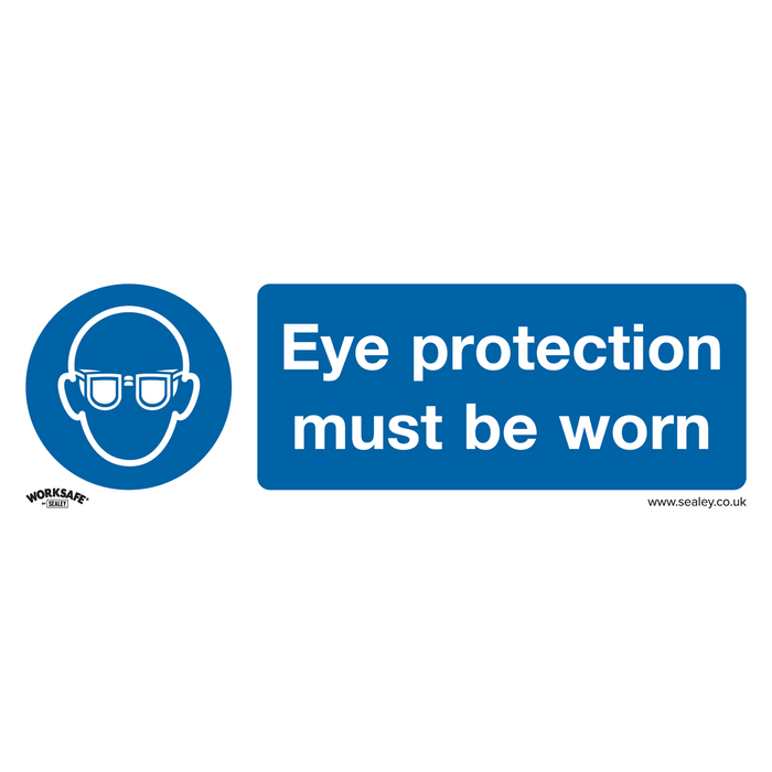 Worksafe® Eye Protection Must Be Worn Safety Sign, Self-Adhesive Vinyl - Pack of 10 | SS11V10