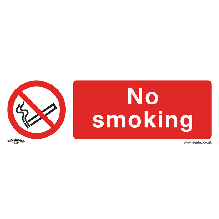 Worksafe® No Smoking Safety Sign, Self-Adhesive Vinyl - Pack of 10 | SS13V10