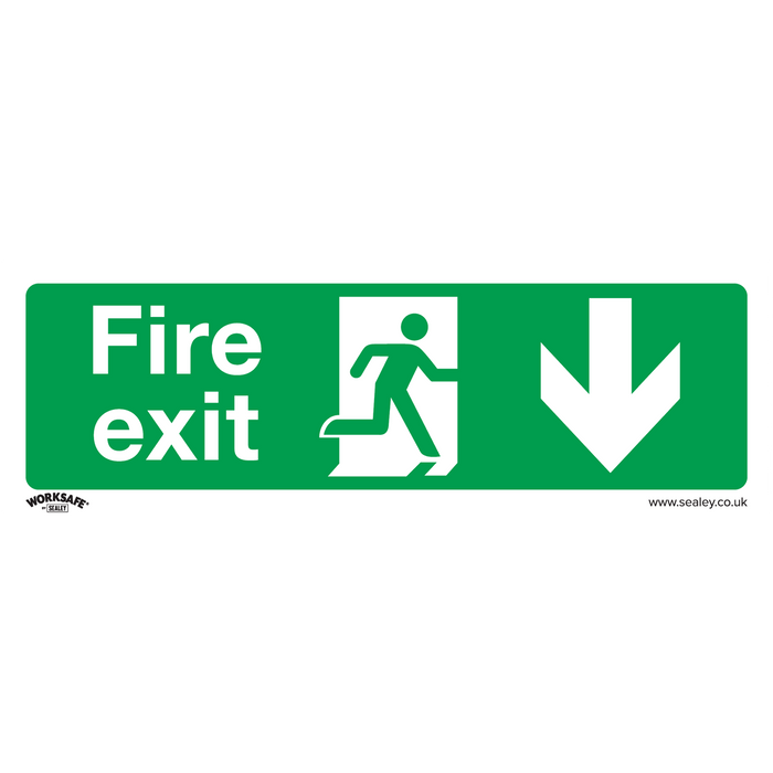 Worksafe® Fire Exit (Down) Safety Sign - Rigid Plastic | SS22P1