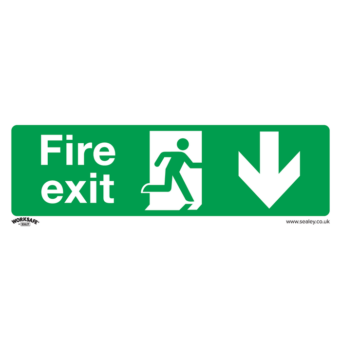 Worksafe® Fire Exit (Down) Safety Sign - Self-Adhesive Vinyl | SS22V1