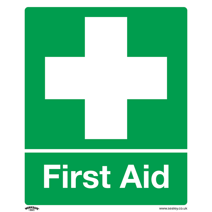 Worksafe® First Aid Safety Sign - Self-Adhesive Vinyl | SS26V1